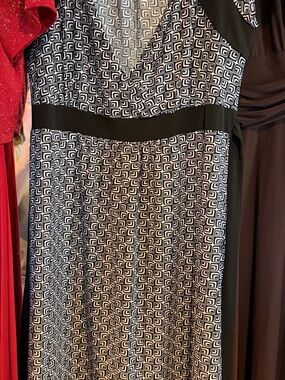 Aa Studio Black & White Geometric Midi Dress
